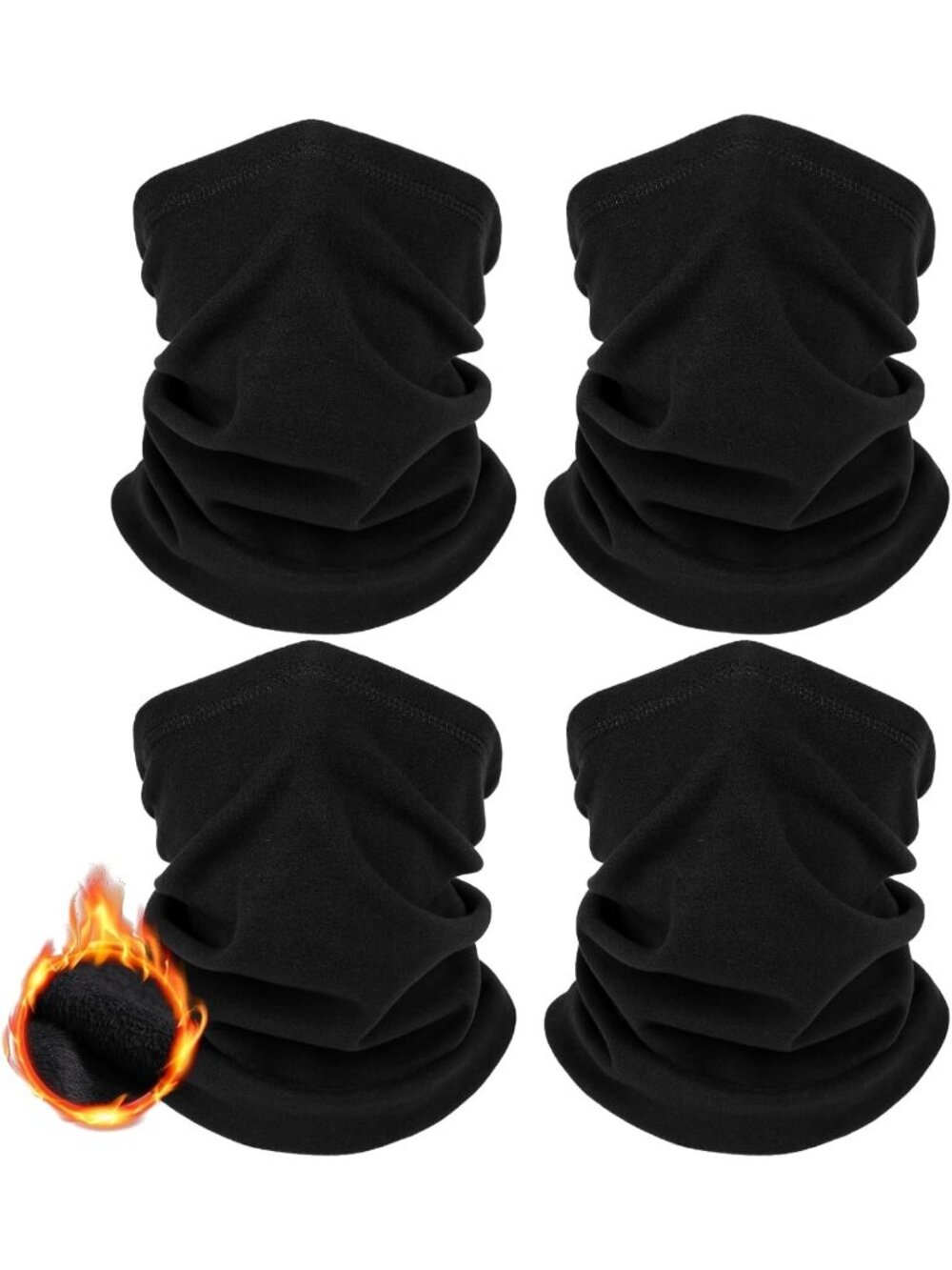 4 Pack Soft Fleece Neck Gaiter & Warmer for Men & Women - Cold Weather Face Mask